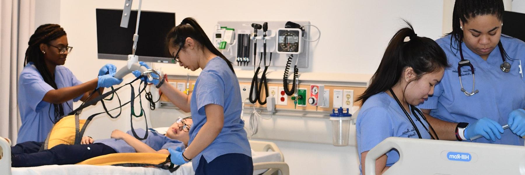 nurses doing clinical work in UMass Boston Nursing facilities